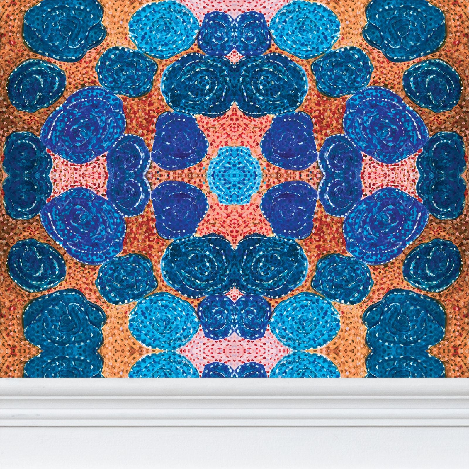Turning up Roses Wallpaper - Blue & Orange