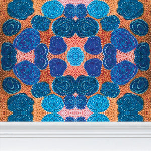 Turning up Roses Wallpaper - Blue & Orange
