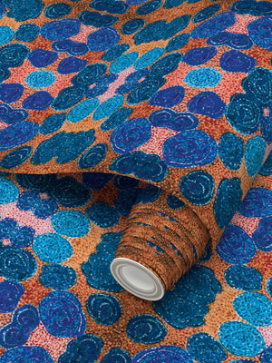 Turning up Roses Wallpaper - Blue & Orange