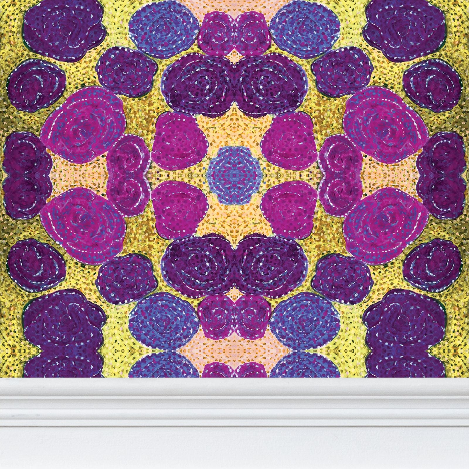 Turning up Roses Wallpaper - Purple & Green