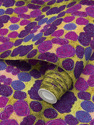 Turning up Roses Wallpaper - Purple & Green