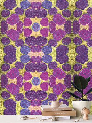 Turning up Roses Wallpaper - Purple & Green