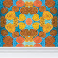 Turning up Roses Wallpaper - Orange & Blue