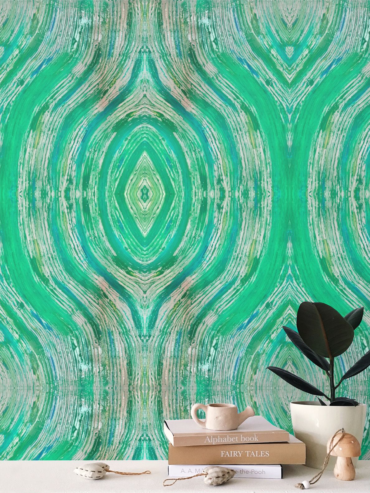 River Flower Green Wallpaper