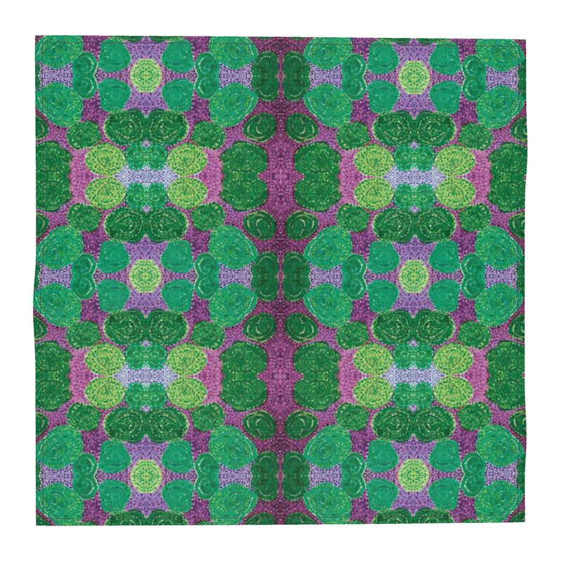 Turning up Roses Pocket Square - Green & Purple