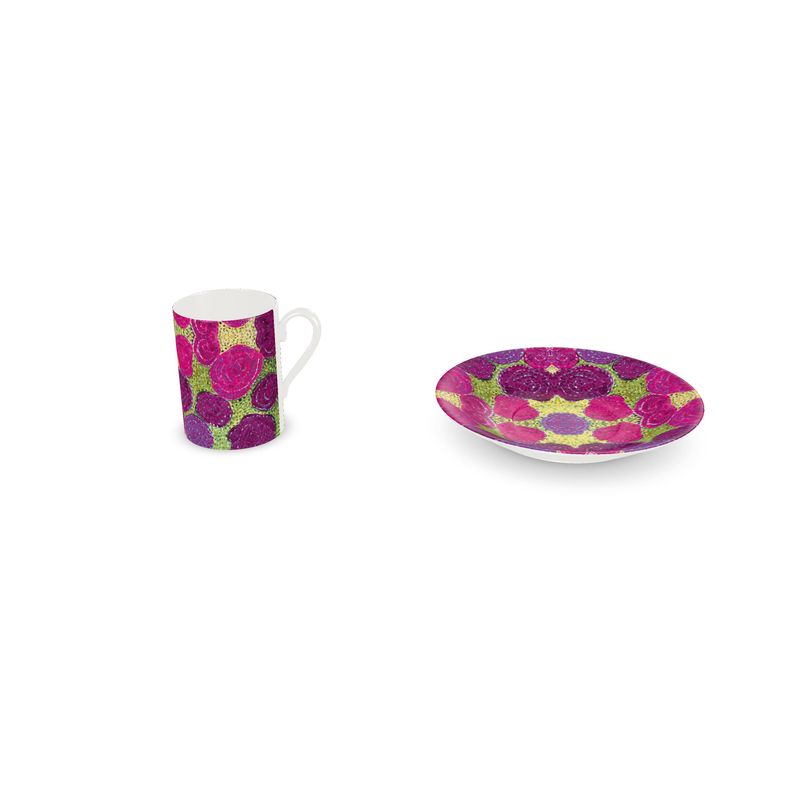Turning Up Pink Roses Cup and Saucer