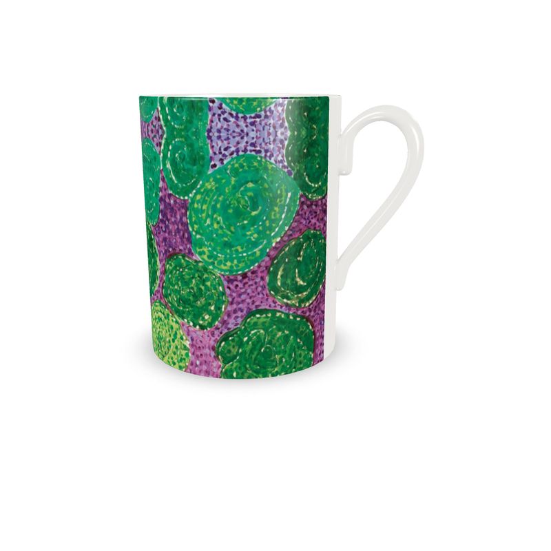 Turning Up Green Roses Cup and Saucer