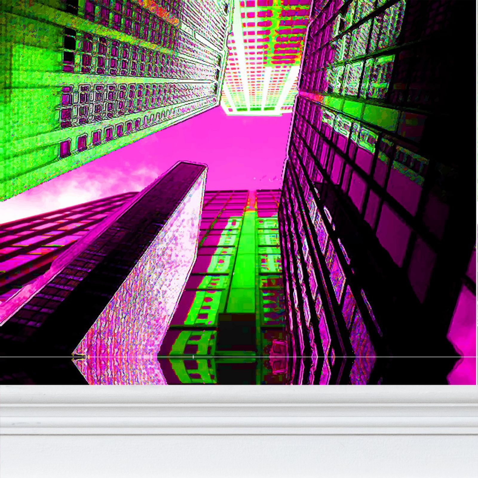 New York Neon Skyscaper Pattern Wallpaper