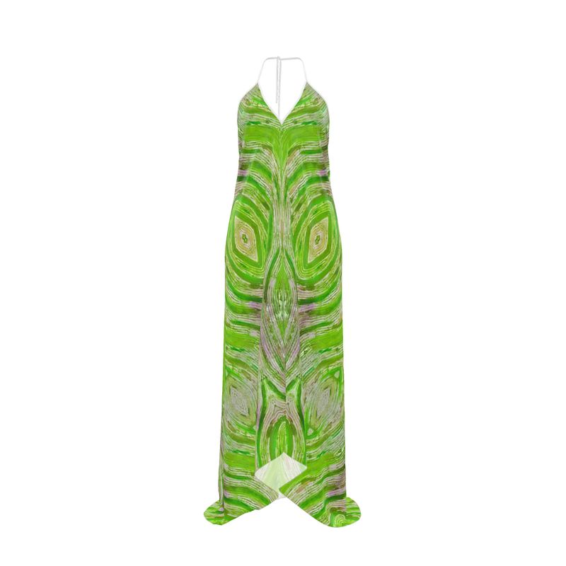 Flow Lime Green Halterneck Backless Dress