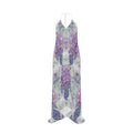 Electric Waves Purple Halterneck Backless Dress