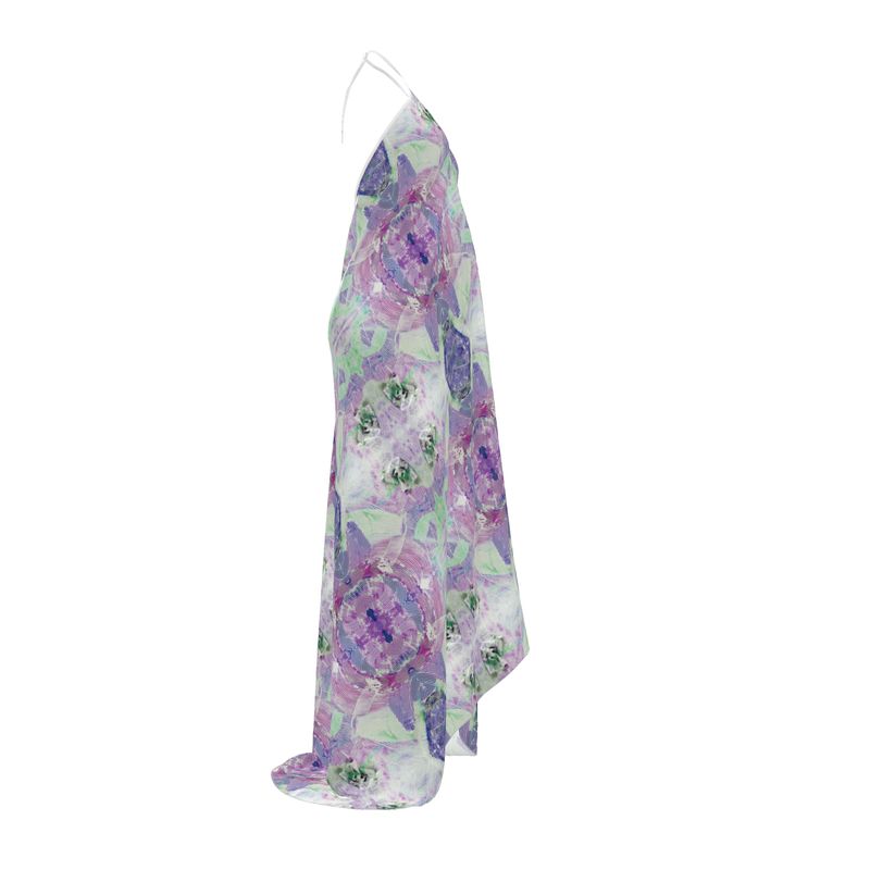 Electric Waves Purple Halterneck Backless Dress