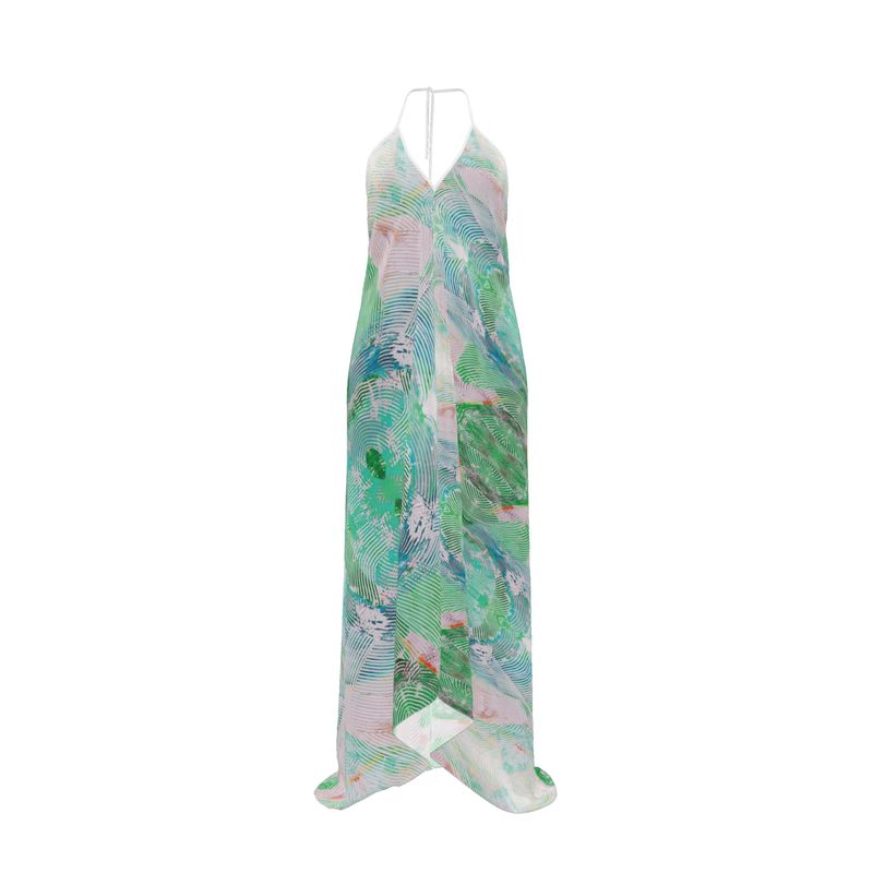 Electric Waves Halterneck Backless Dress