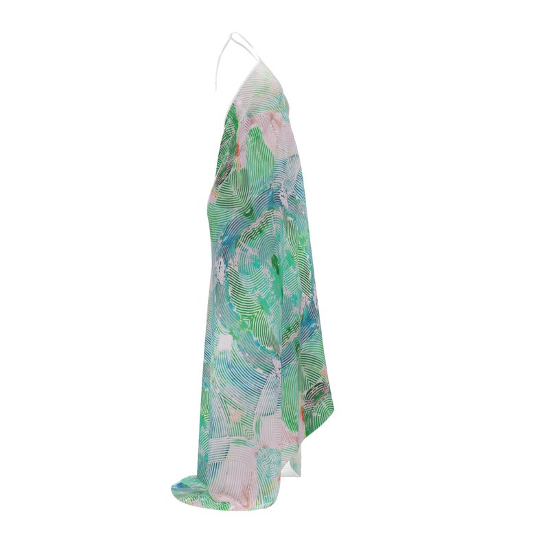 Electric Waves Halterneck Backless Dress