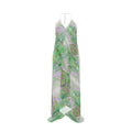 Electric Waves Green Halterneck Backless Dress