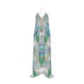Electric Waves Blue Halterneck Backless Dress