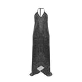 Ripples Black Halterneck Backless Dress