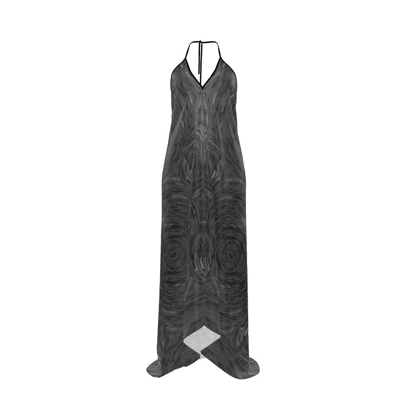 Ripples Black Halterneck Backless Dress