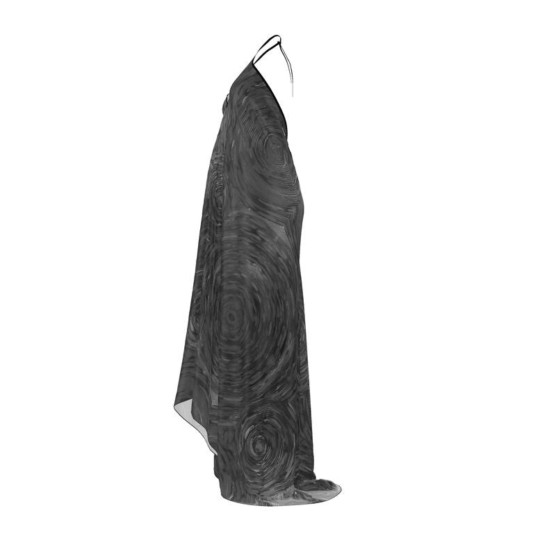 Ripples Black Halterneck Backless Dress