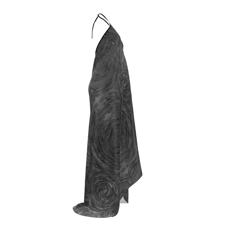 Ripples Black Halterneck Backless Dress