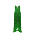 Ripples Green Halterneck Backless Dress