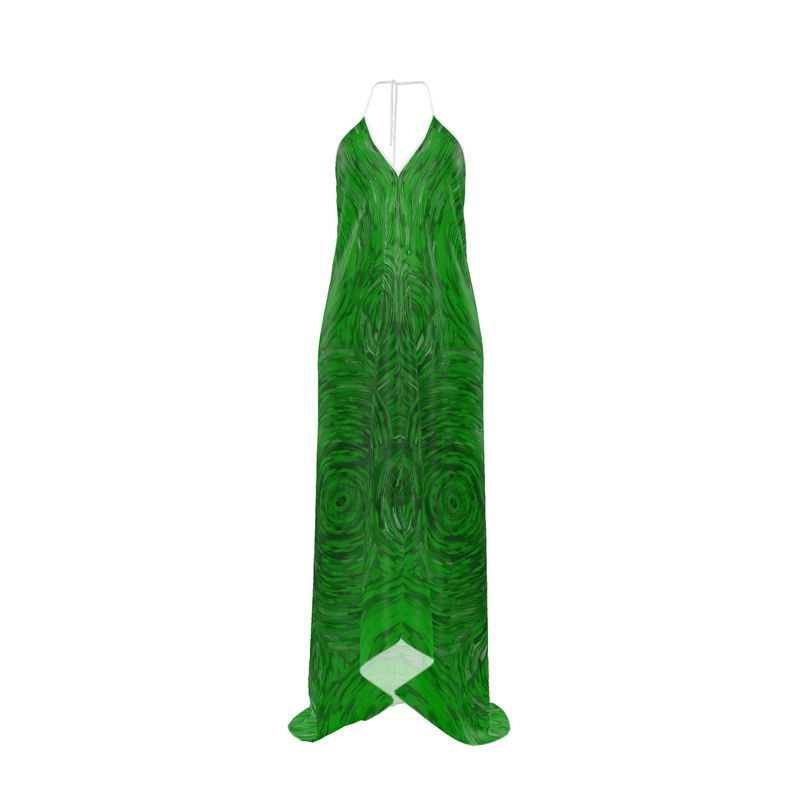 Ripples Green Halterneck Backless Dress