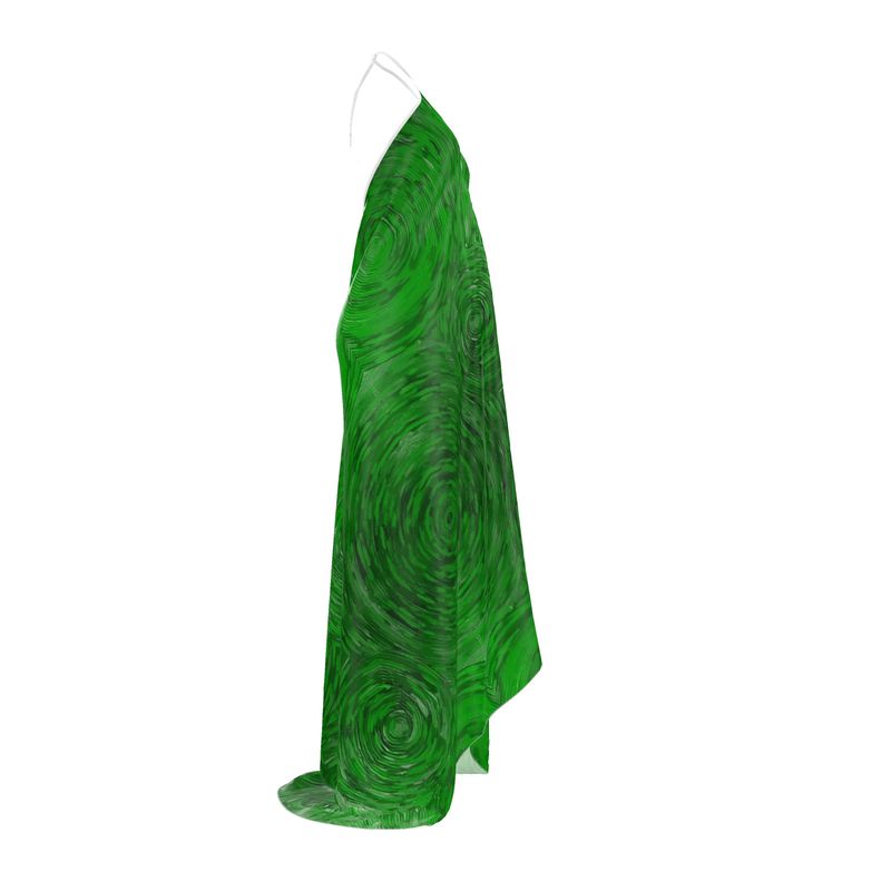 Ripples Green Halterneck Backless Dress