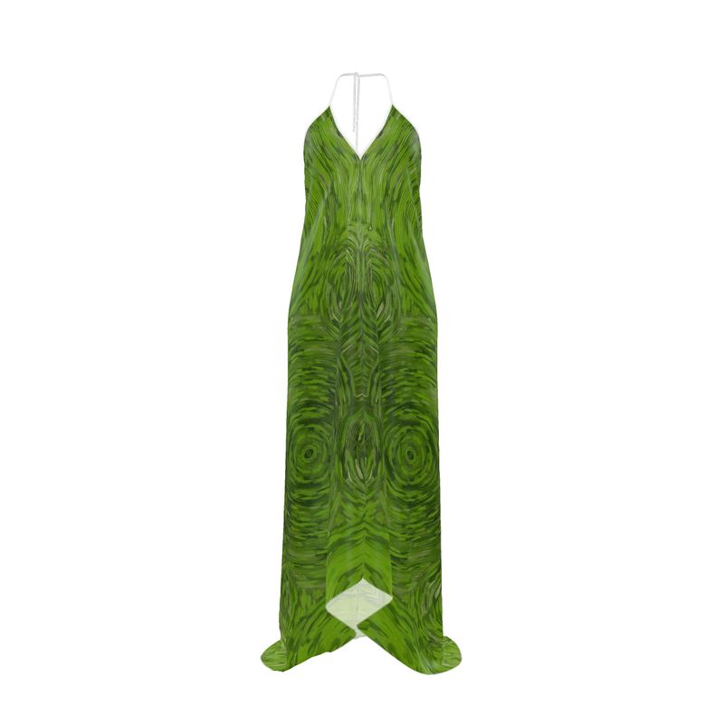 Ripples Lime Green Halterneck Backless Dress