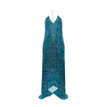 Ripples Blue Halterneck Backless Dress