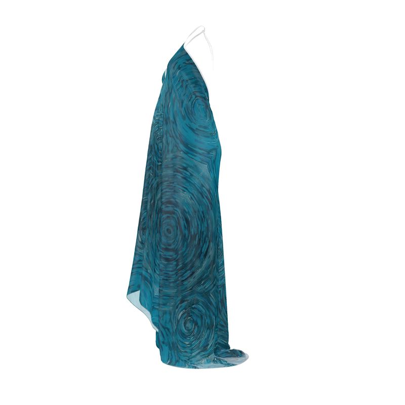 Ripples Blue Halterneck Backless Dress