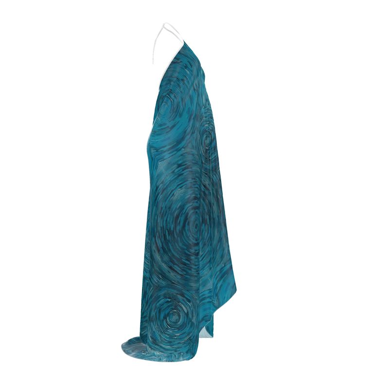Ripples Blue Halterneck Backless Dress