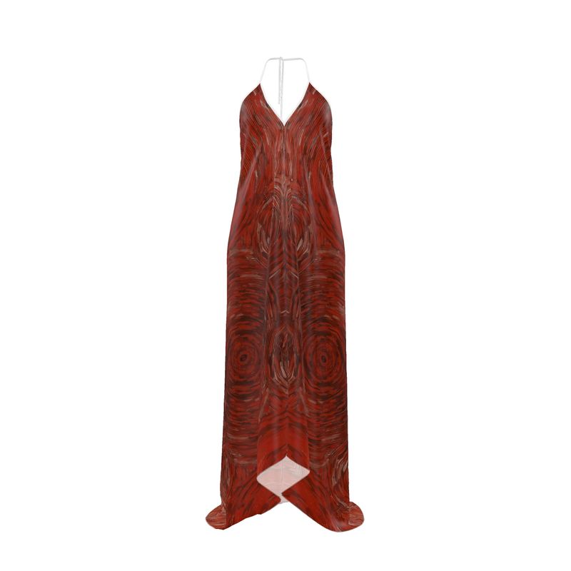 Ripples Red Halterneck Backless Dress