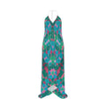Turning Up Roses Blue Halterneck Backless Dress