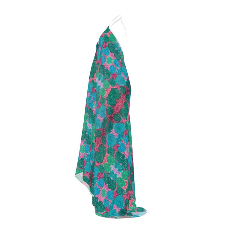 Turning Up Roses Blue Halterneck Backless Dress