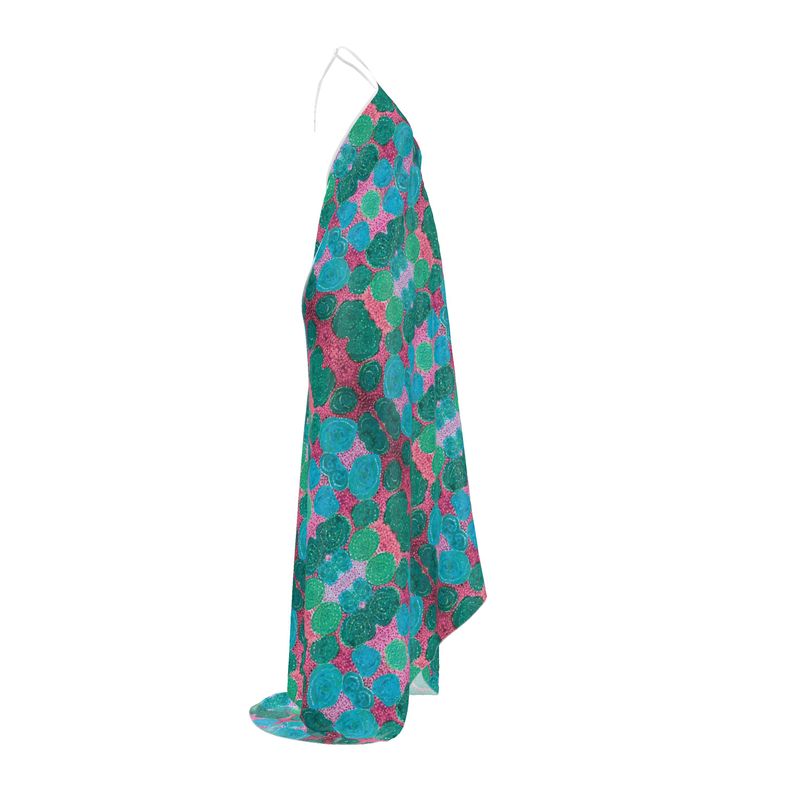 Turning Up Roses Blue Halterneck Backless Dress