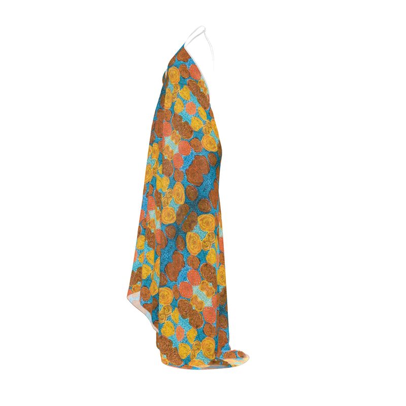 Turning Up Roses Citrus Halterneck Backless Dress