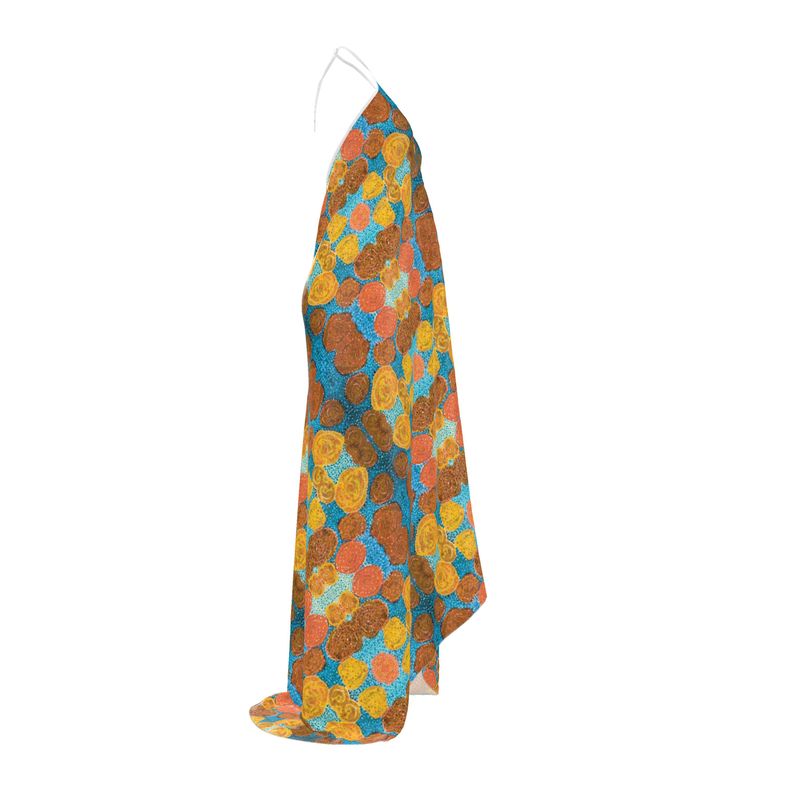 Turning Up Roses Citrus Halterneck Backless Dress