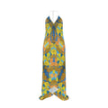 Turning Up Roses Yellow Halterneck Backless Dress