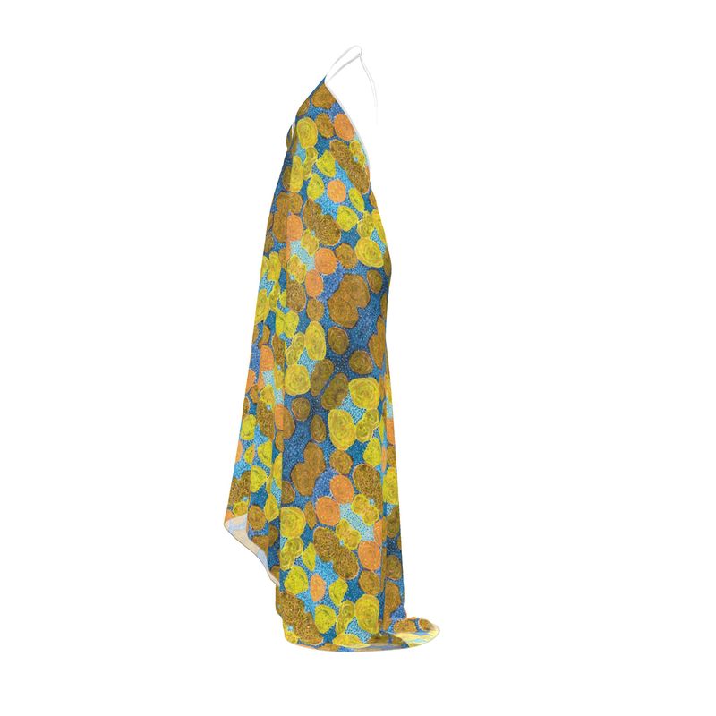 Turning Up Roses Yellow Halterneck Backless Dress