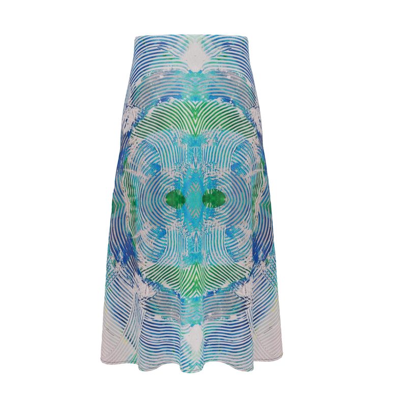 Electric Waves Turquoise Midi Skirt