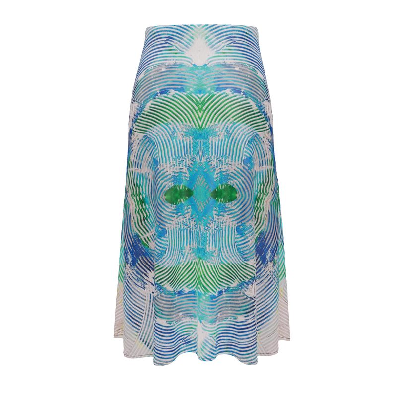 Electric Waves Turquoise Midi Skirt