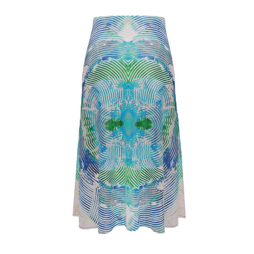 Electric Waves Turquoise Midi Skirt