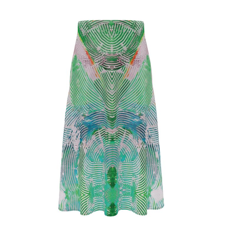 Electric Waves Green Midi Skirt