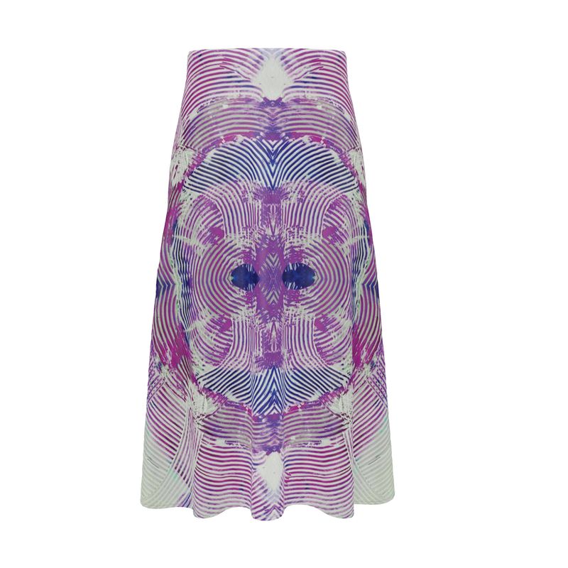Electric Waves Purple Midi Skirt