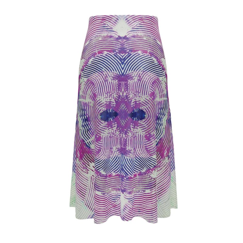 Electric Waves Purple Midi Skirt