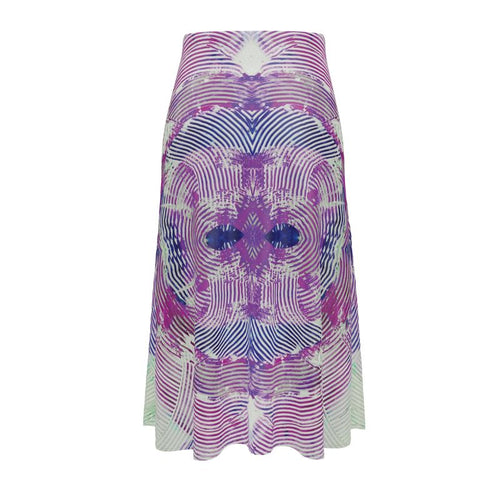 Electric Waves Purple Midi Skirt