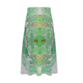 Electric Waves Green Midi Skirt
