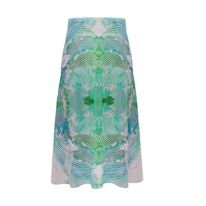 Electric Waves Blue Midi Skirt