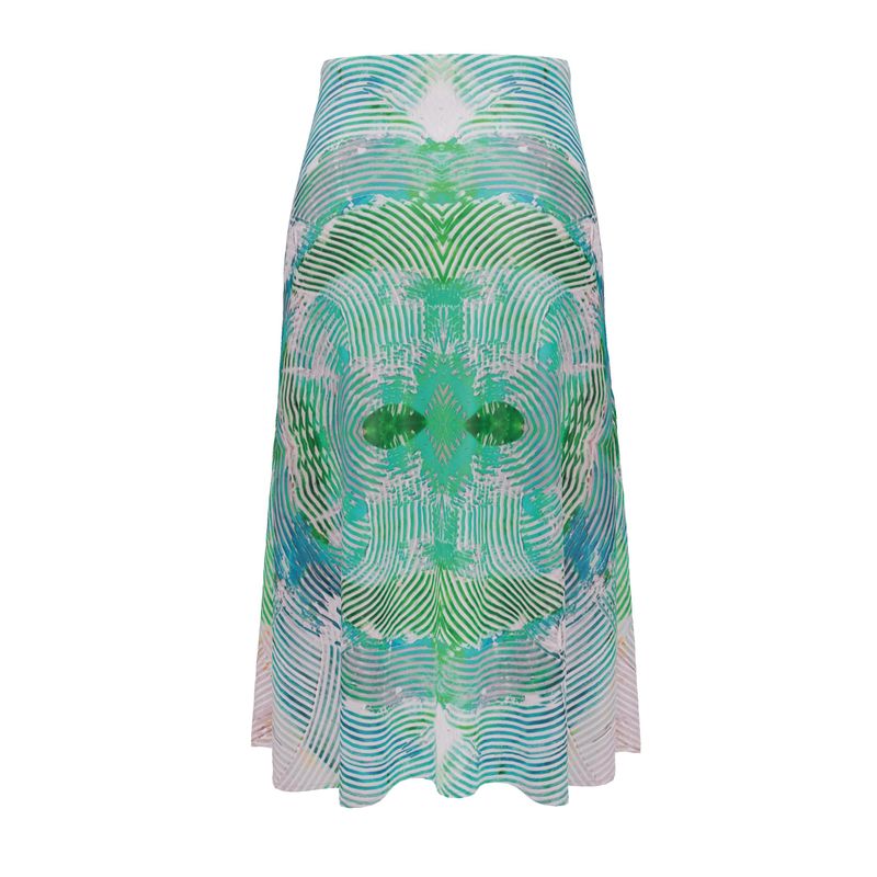 Electric Waves Blue Midi Skirt