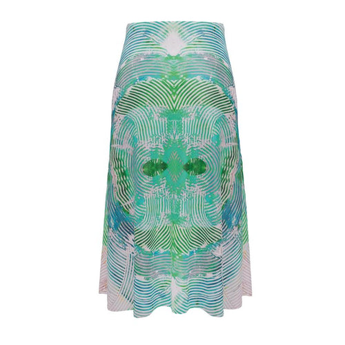 Electric Waves Blue Midi Skirt