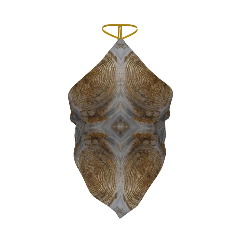 Gold Mineral Print Halter Top